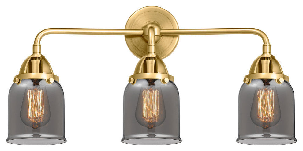 Small Bell Bath Vanity Light, Satin Gold, Plated Smoke, Plated Smoke