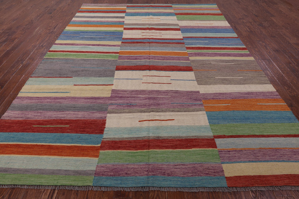Kilim Flat Weave Wool On Wool Reversible Rug 9' 5" X 12' 0" - Q12593