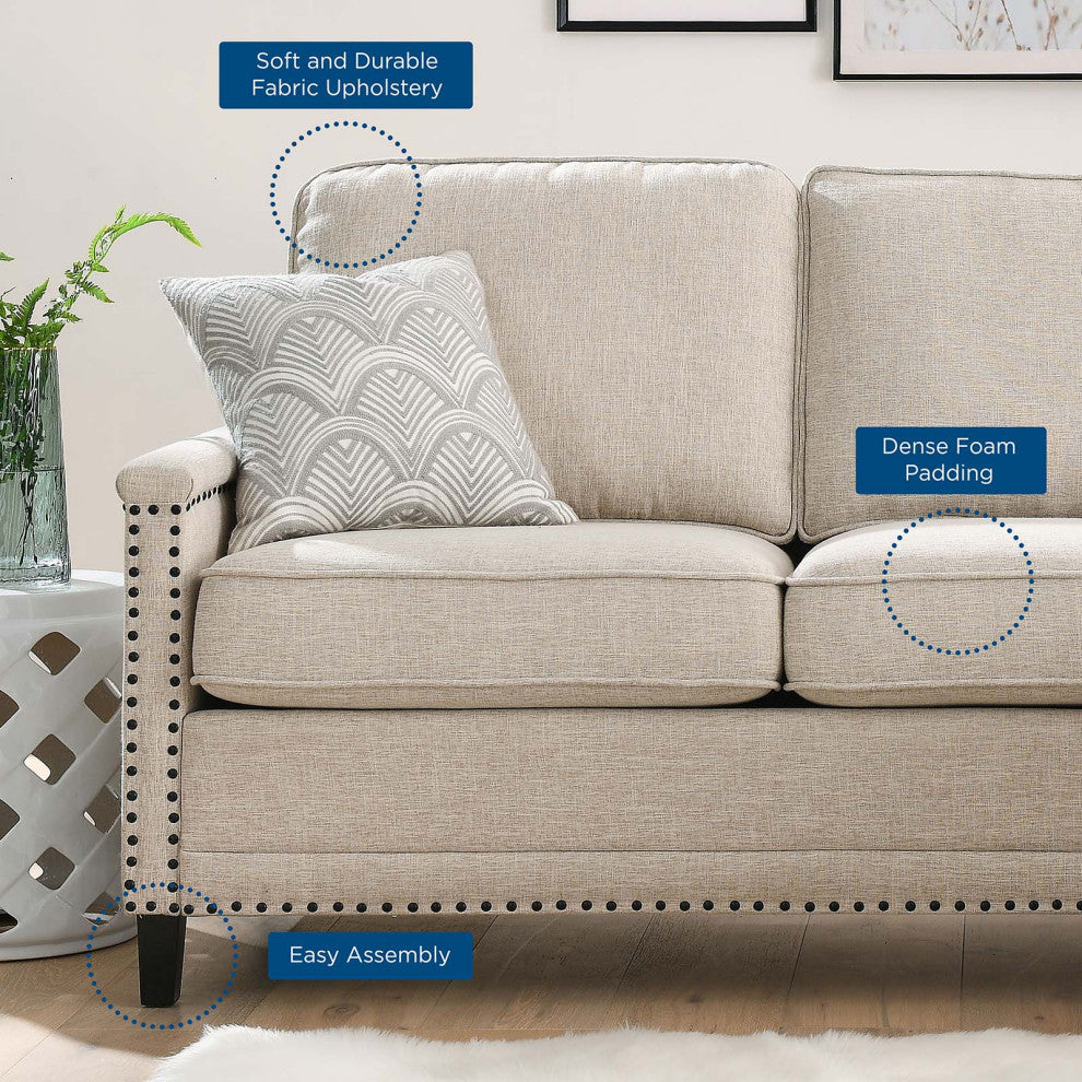 Sofa, Fabric, Beige, Modern, Living Lounge Room Hotel Lobby Hospitality