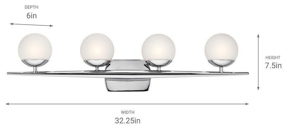 Kichler Jasper Bath Light, Chrome, 4