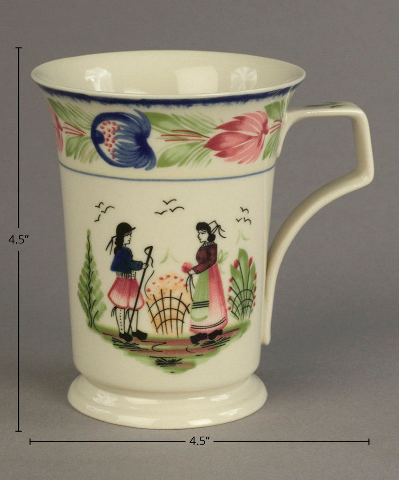 Kuehn Ceramic Decorative Quimper Design Coffee Mug, Cream