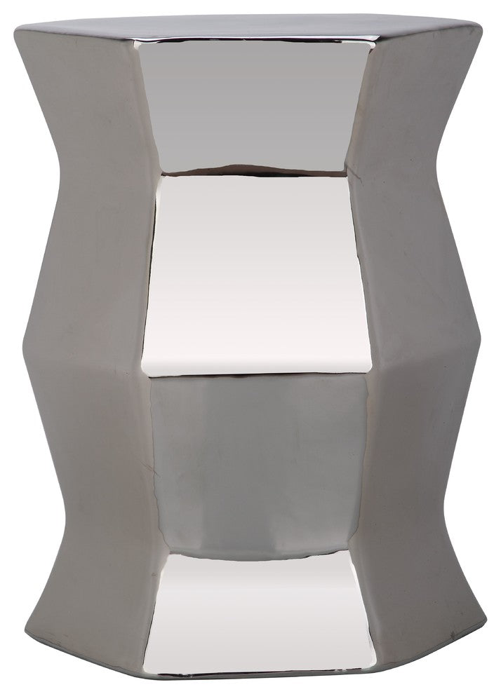 Safavieh Modern Hexagon Garden Stool, Plated Silver