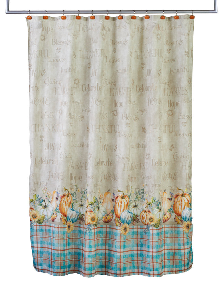 SKL Home Harvest Sentiments Shower Curtain and Hook Set