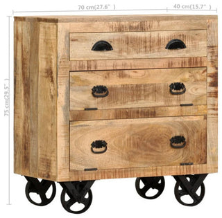 vidaXL Side Cabinet Chest of Drawers Sideboard with Wheels Solid Mango Wood