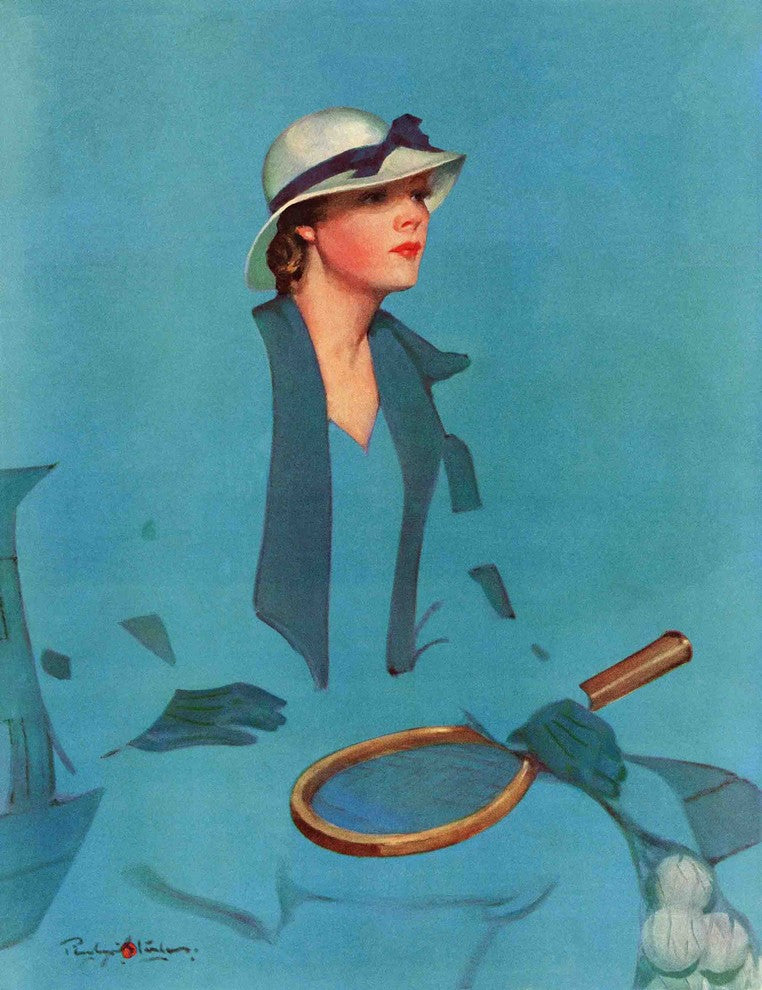 "Tennis in Blue" Painting Print on Canvas by Penrhyn Stanlaws
