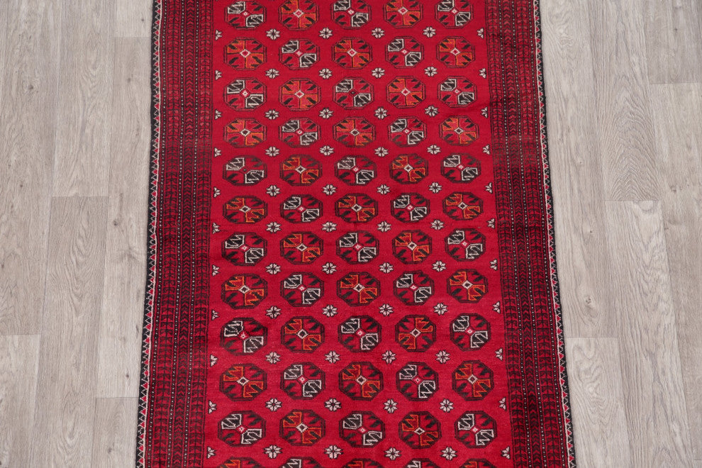 Consigned, Oriental Traditional Afghan Hand-Knotted Area Rug, Red, 3x6