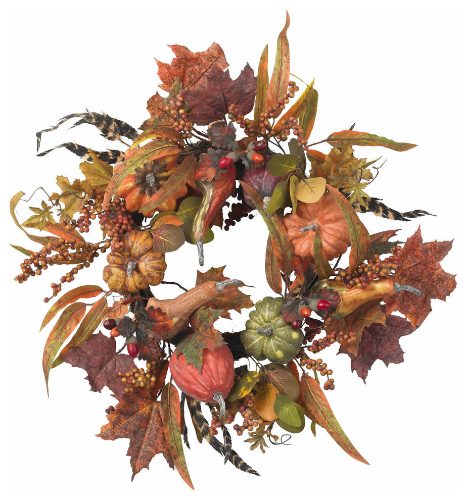 24" Pumpkin and Berry Wreath