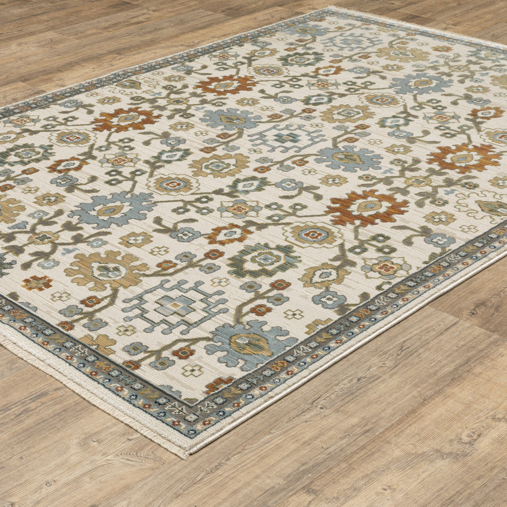 Keller Traditional Floral Ivory/ Multi Area Rug, 7'10" x 10'10"