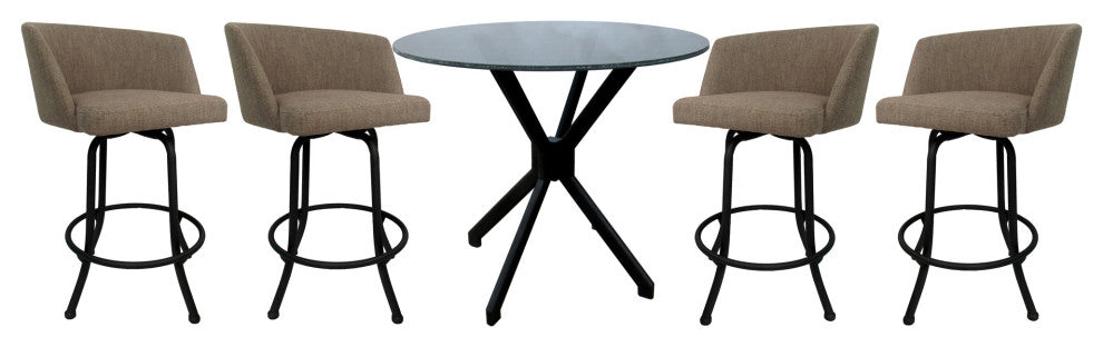 Swivel Counter Metal Pub Set - Joey Stools 26" or 30", Basin Beige - Black, 30", Crackle