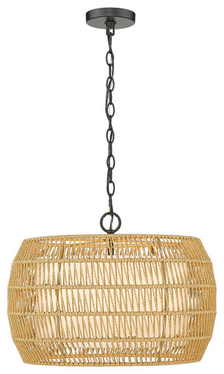Everly 4 Light Chandelier With Natural Rattan Shade