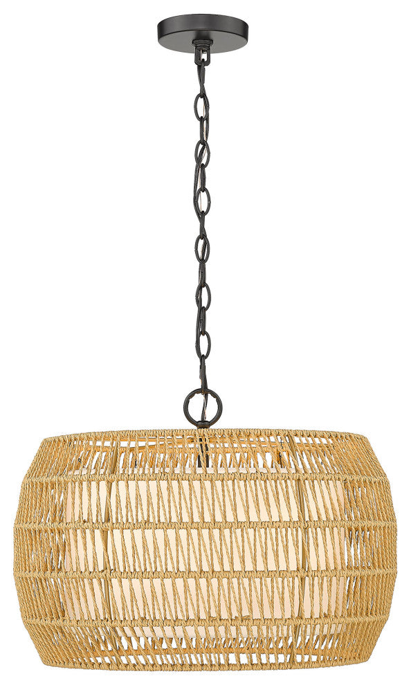 Everly 4 Light Chandelier With Natural Rattan Shade