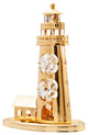 24K Gold Plated Crystal Studded Lighthouse Ornament With Clear Crystals