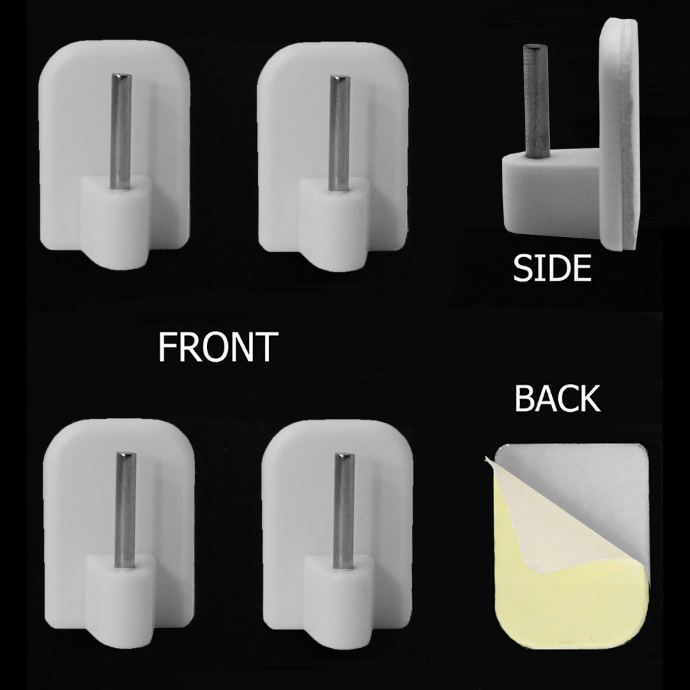 Self Adhesive Hooks Sash Rod Kitchen Curtains Set of 4, White
