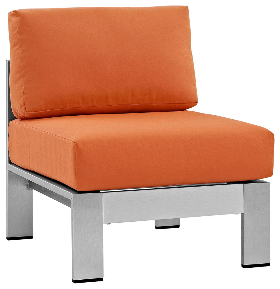 Shore 5 Piece Outdoor Patio Aluminum Sectional Sofa Set EEI-2557-SLV-ORA