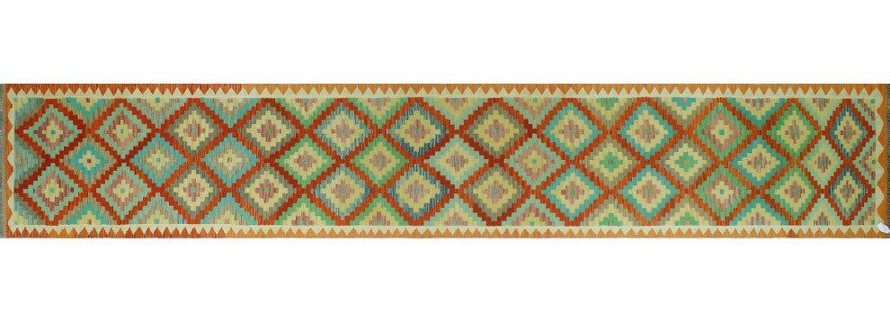 Sangat Kilim Wilmar Red/Ivory Runner, 2'8x16'1