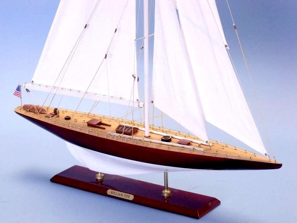 William Fife Limited 35'', Wood Sailboat Model, Sailboat Model Decor, Wooden