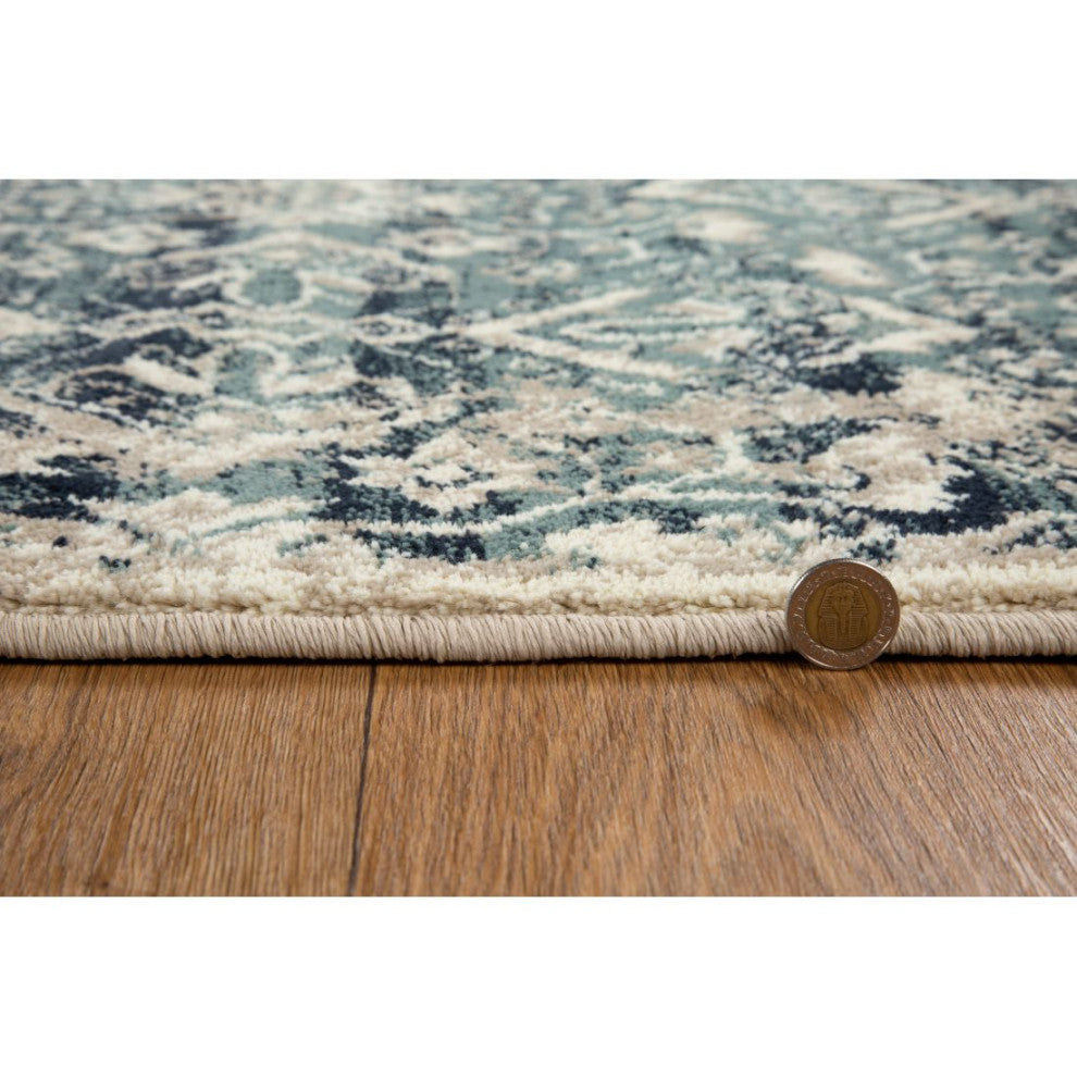KAS Heritage 9372 Ivory/Blue Anna Area Rug, 7'7" x10'10"