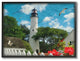 Key West Light House with Picket Fence Butterfly and Seagull, Framed, 24"x30"