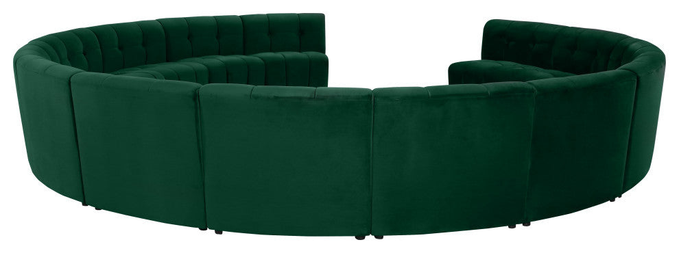 Limitless Velvet Upholstered 14-Piece Modular Sectional, Green