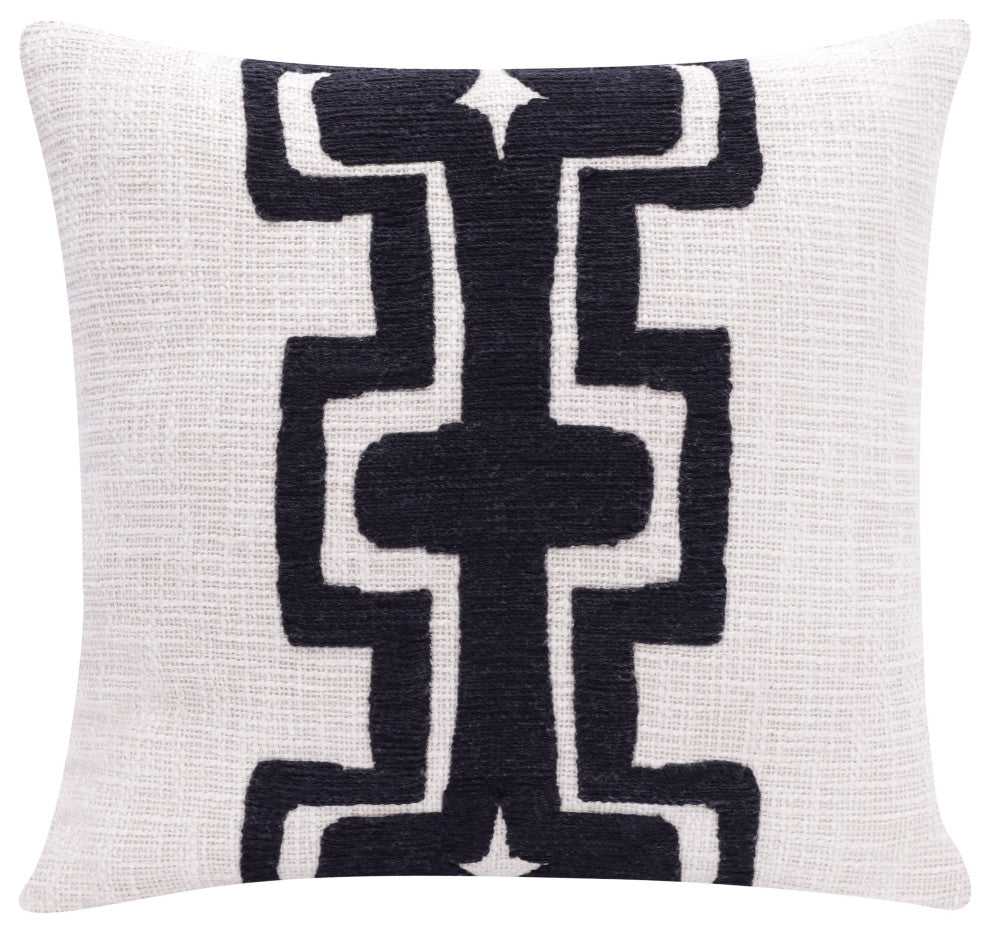 Stacy Garcia Handmade Throw Pillow, Onyx/Ivory, 20"x20"