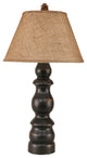 Distressed Black Farmhouse Table Lamp With Real Pine Cone Accent