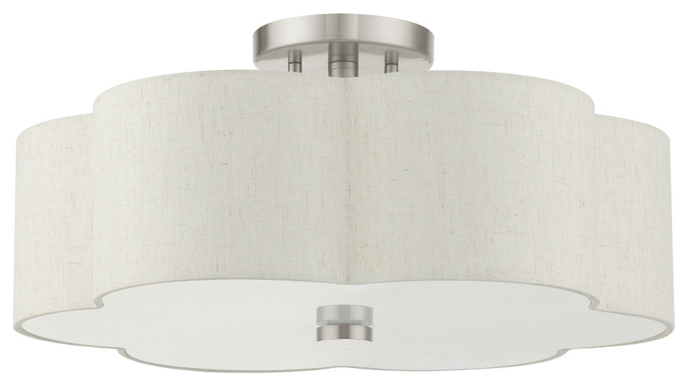 Brushed Nickel French Country, Floral, Transitional, Semi Flush
