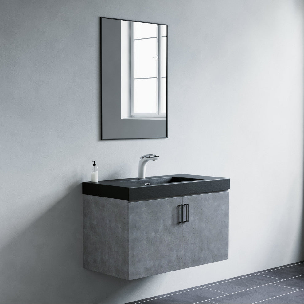 Mattox Mirror, Black, 24"w X 32"h X 1"d