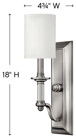 Hinkley Sussex Medium Single Light Sconce, Brushed Nickel
