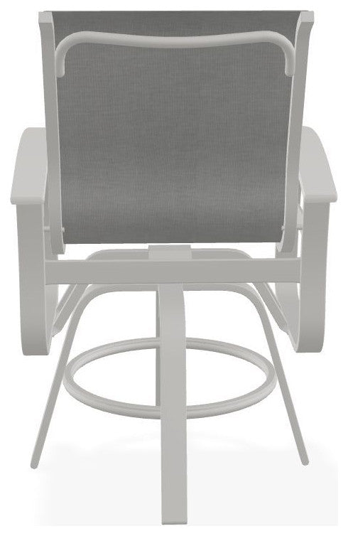 Belle Isle Sling Balcony Height Outdoor Swivel Chair, Alloy/Snow