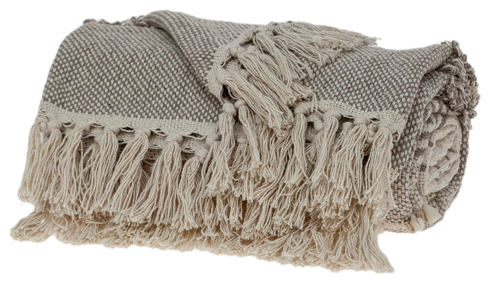 Parkland Collection Neil Eclectic Beige 52" x 67" WOVEN HANDLOOM Throw