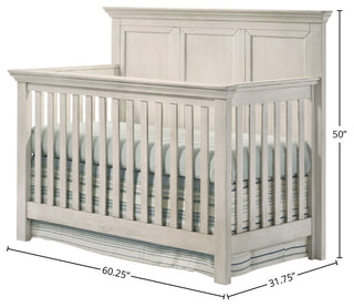 San Mateo 60"W Convertible Crib, Rustic Whtie