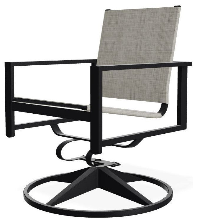 Tribeca Sling Outdoor Swivel Rocker, Smoke/Black