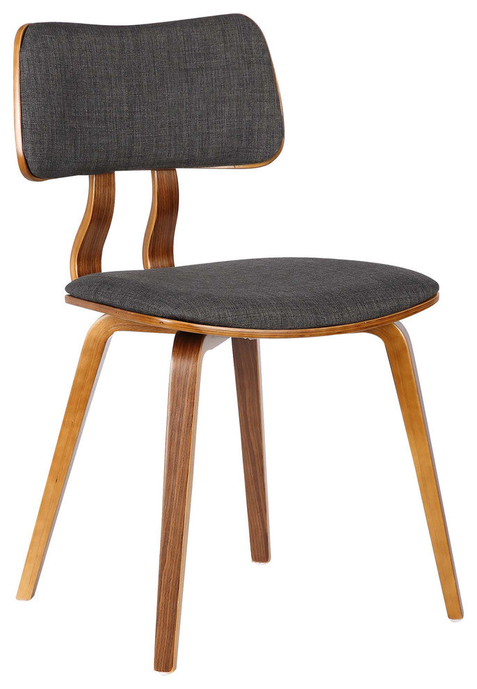 Mick Dining Chair, Walnut Wood and Charcoal Fabric