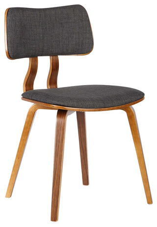 Mick Dining Chair, Walnut Wood and Charcoal Fabric
