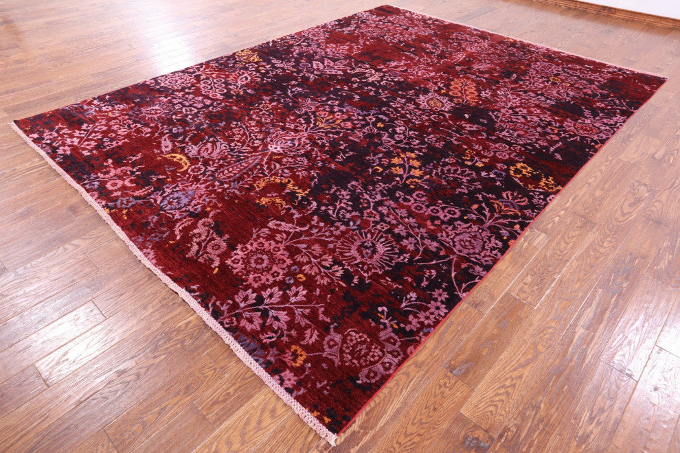 Wool and Silk Modern Hand Knotted Rug 8' 10" X 11' 11" Q9951