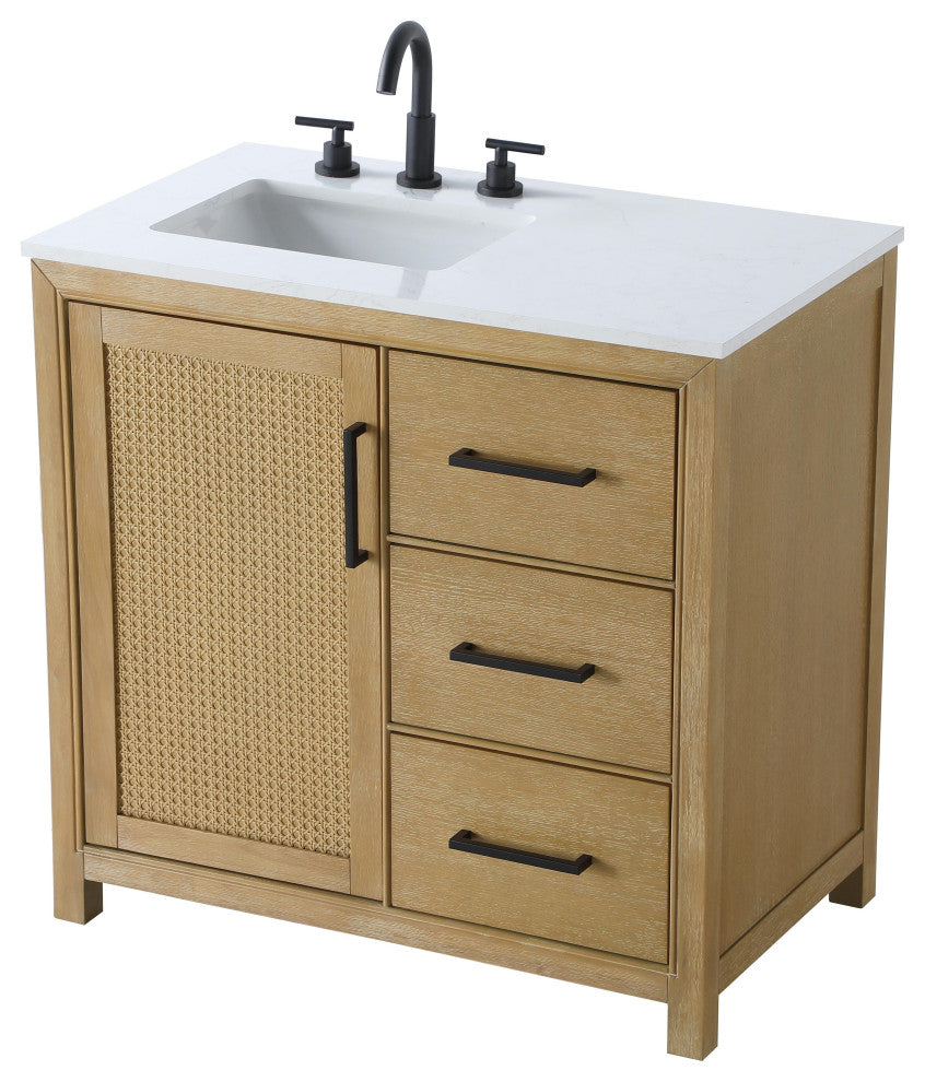 Home Living 36" Single Bathroom Vanity, Linen Oak