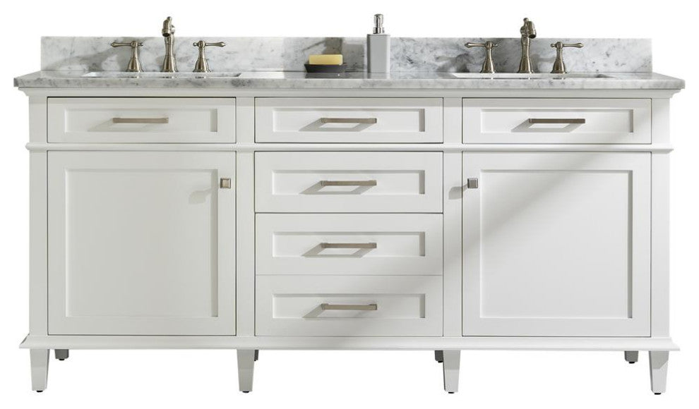 72" Double Single Sink Vanity Cabinet, White