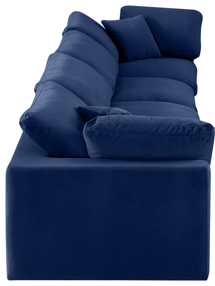Comfy Upholstered Modular Sofa, Navy, 4-Piece: 2 Armless Chair, 2 Corner Chair, Velvet