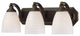 3-Light Vanity, Aged Bronze, White Swirl Glass