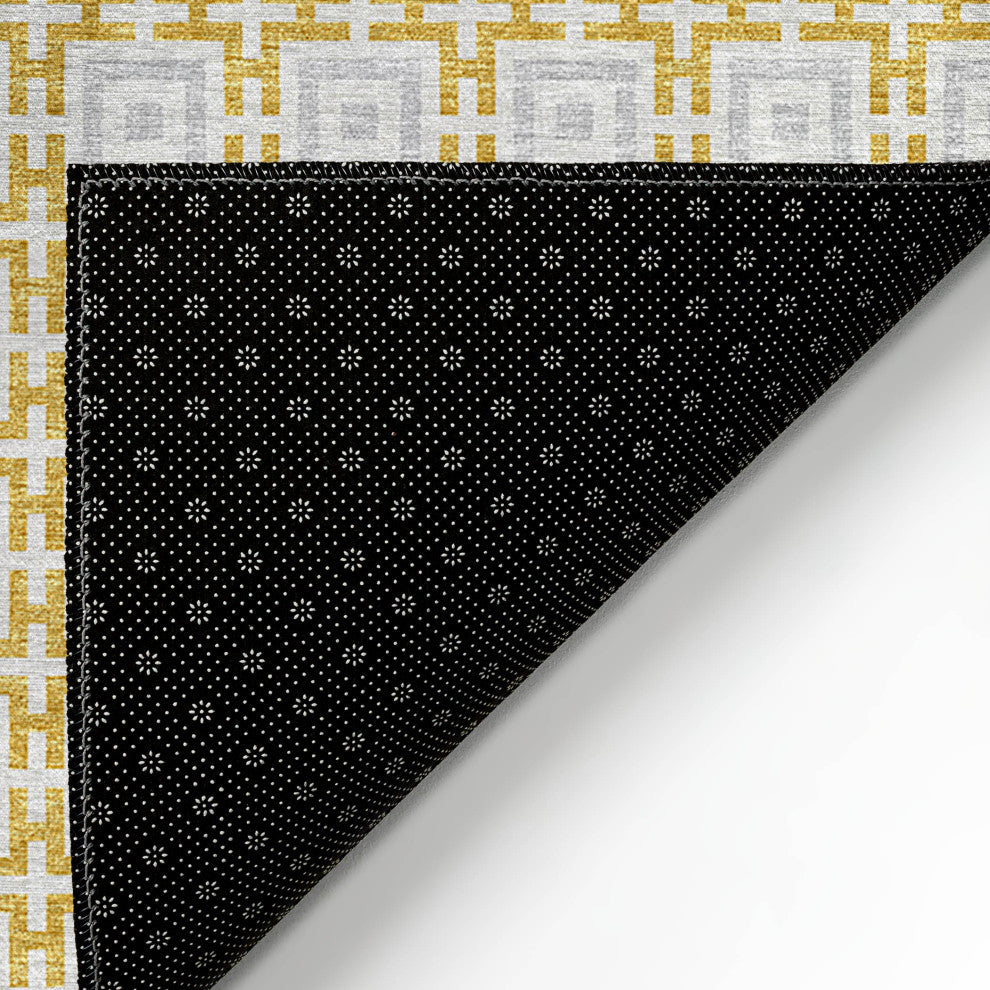 Indoor/Outdoor Marlo MO1 Gold Machine Washable 2'3" x 10' Rug