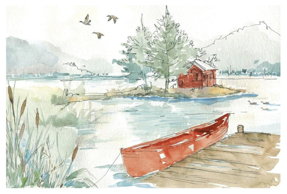 "Lakehouse II Red" Digital Paper Print by Anne Tavoletti, 20"x14"
