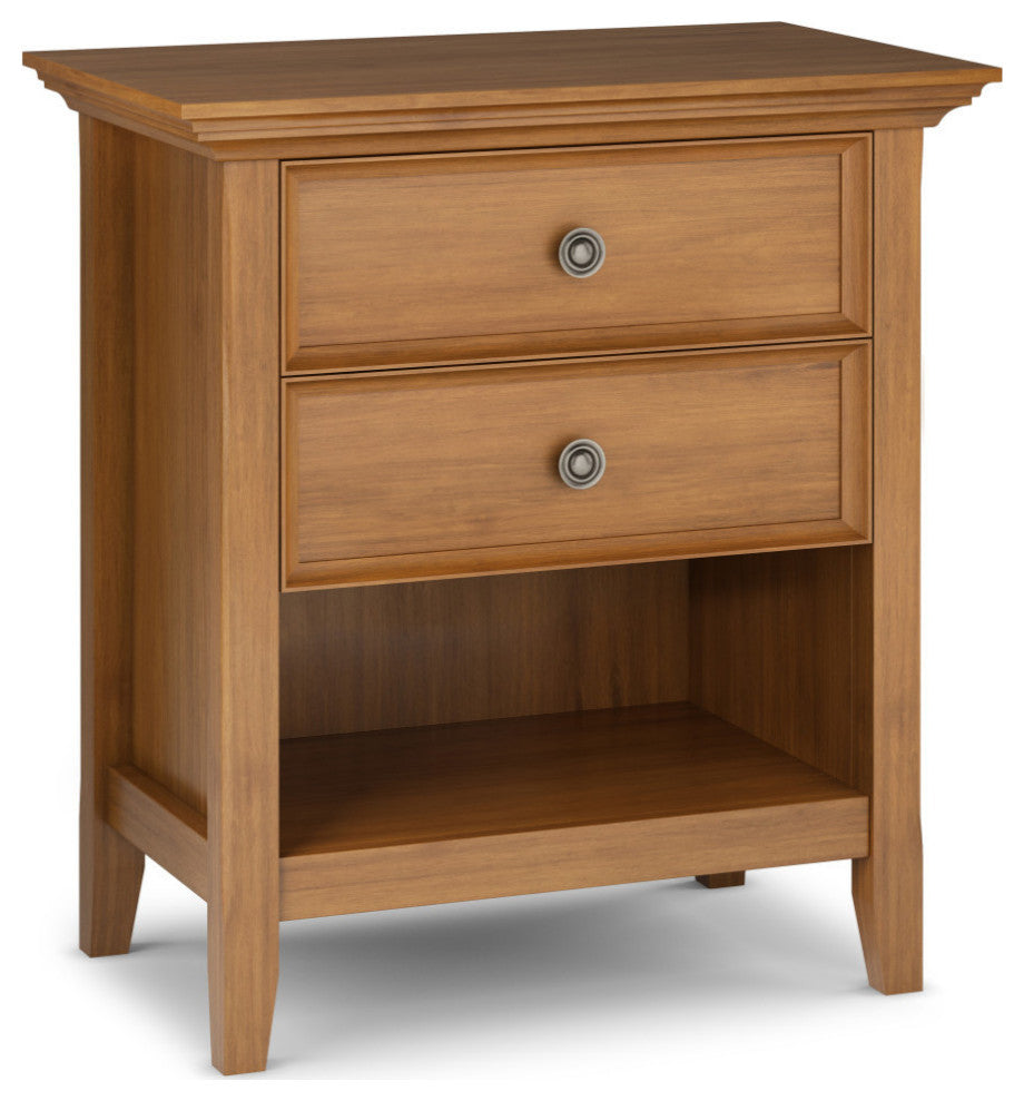 Amherst Solid Wood Bedside Table, Light Golden Brown