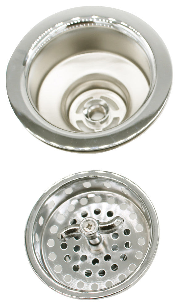 Wing Nut Style Large Kitchen Basket Strainer In Polished Nickel