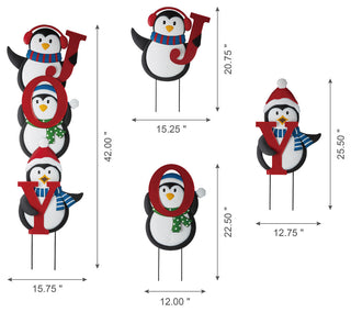 42"H Metal JOY Penguin Yard Stake or Wall Decor