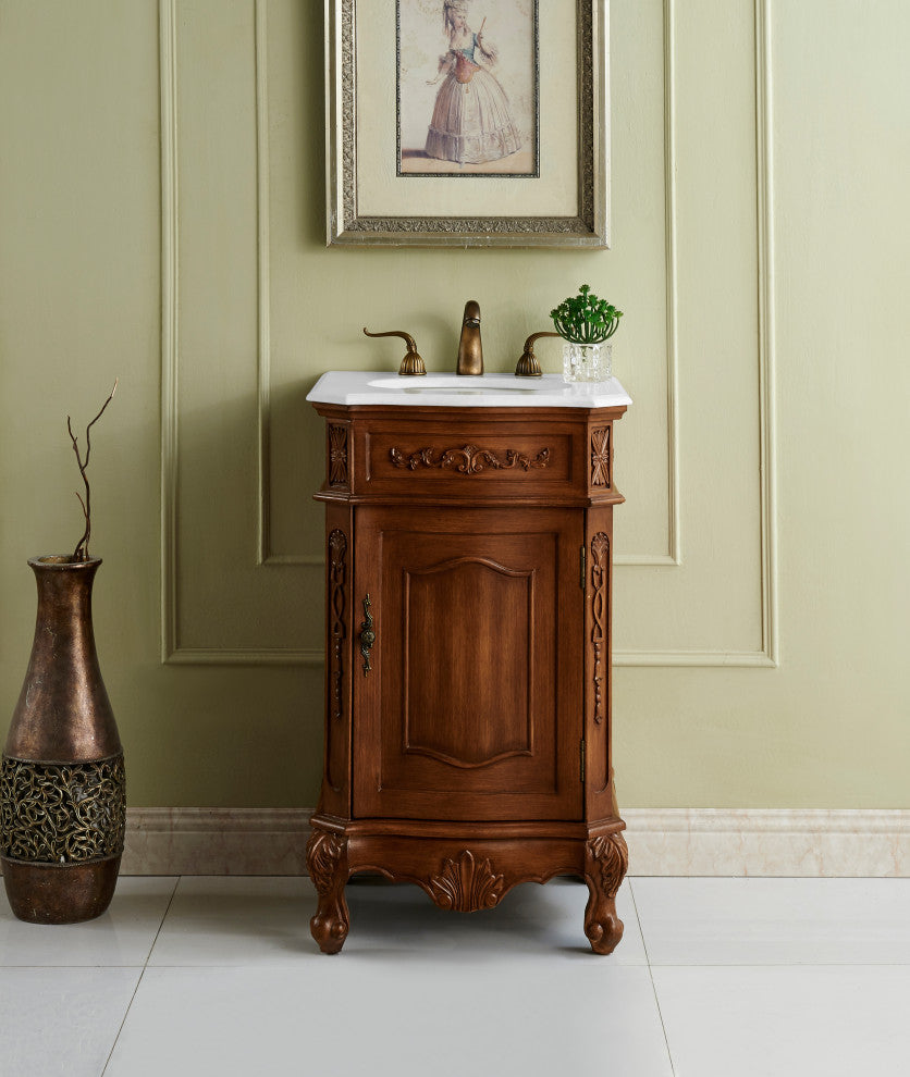 Bathroom Vanity, Teak, 21", Single Sink