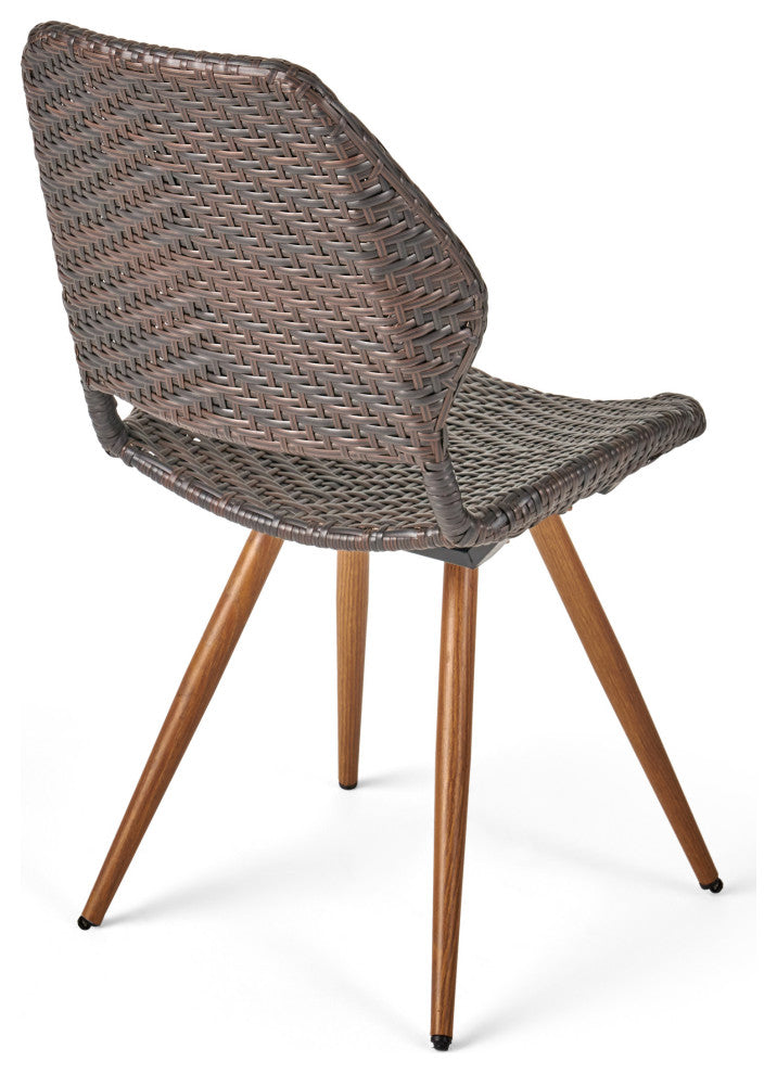 GDF Studio 7-Piece Jihan Outdoor Wicker Dining Set, Multibrown