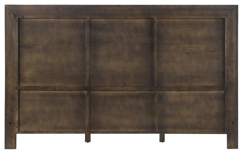Marquis King Size Platform Bed Frame in Oak Wood with Faux Leather Headboard...