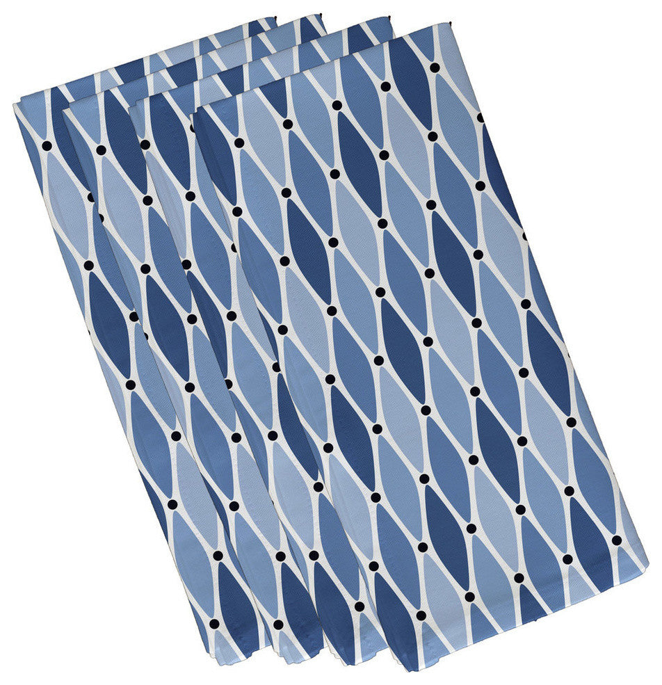 Wavy, Geometric Print Napkin, Blue, Set of 4