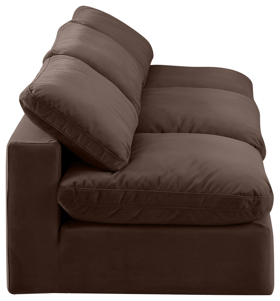 Comfy Upholstered Modular Sofa, Brown, 3-Piece: 3 Armless Chair, Velvet