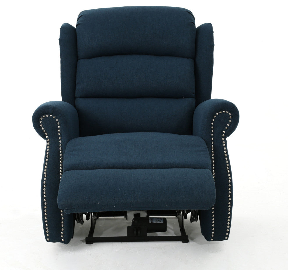 GDF Studio Desiree Tufted Fabric Power Recliner, Navy Blue